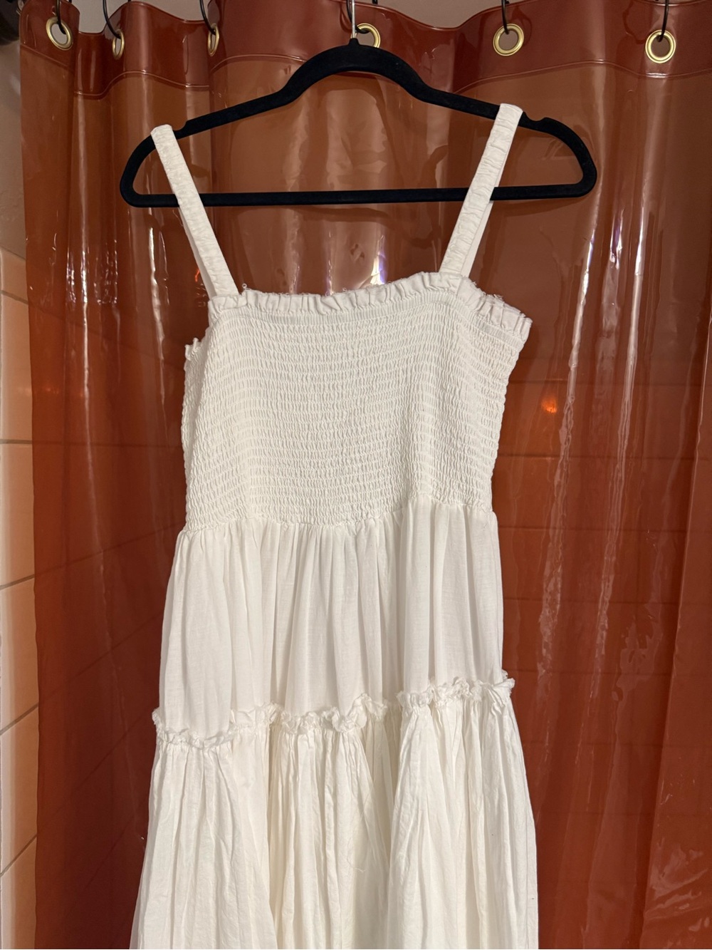 ASOS White Smocked Midi Dress
